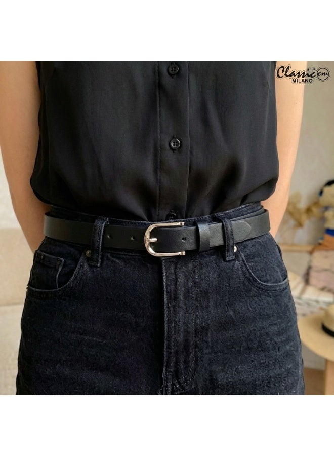 Classic Milano Women's Belt with Gift Box | Faux Leather Ladies Belt for Dresses, Jeans & Gowns | Stylish Womens Belt | Adjustable Girls Belt | Belt for Women with Elegant Buckle - Image 2